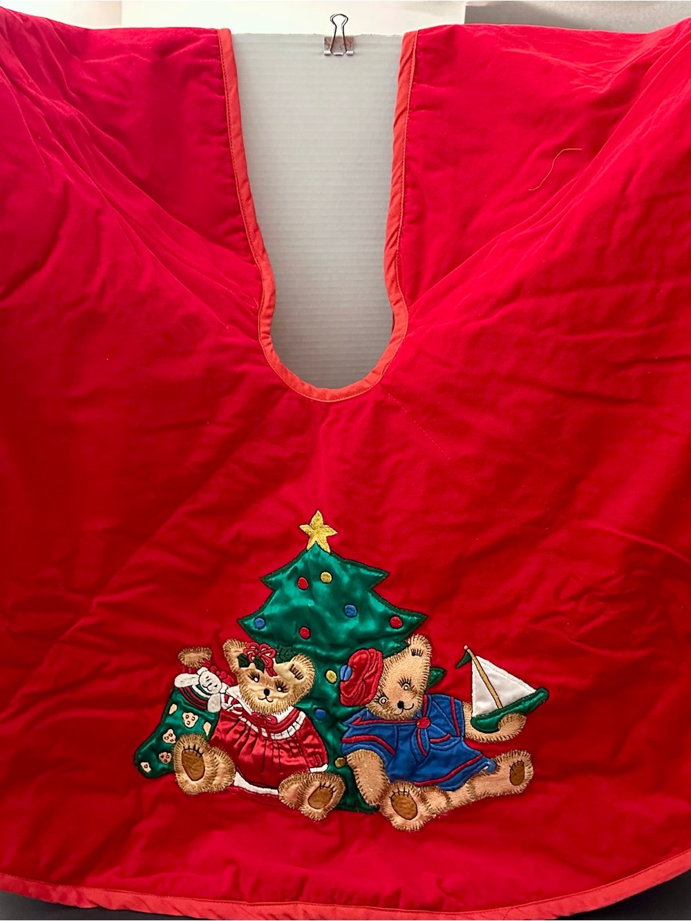 Holiday Red Teddy Bear Tree Skirt - Unbranded